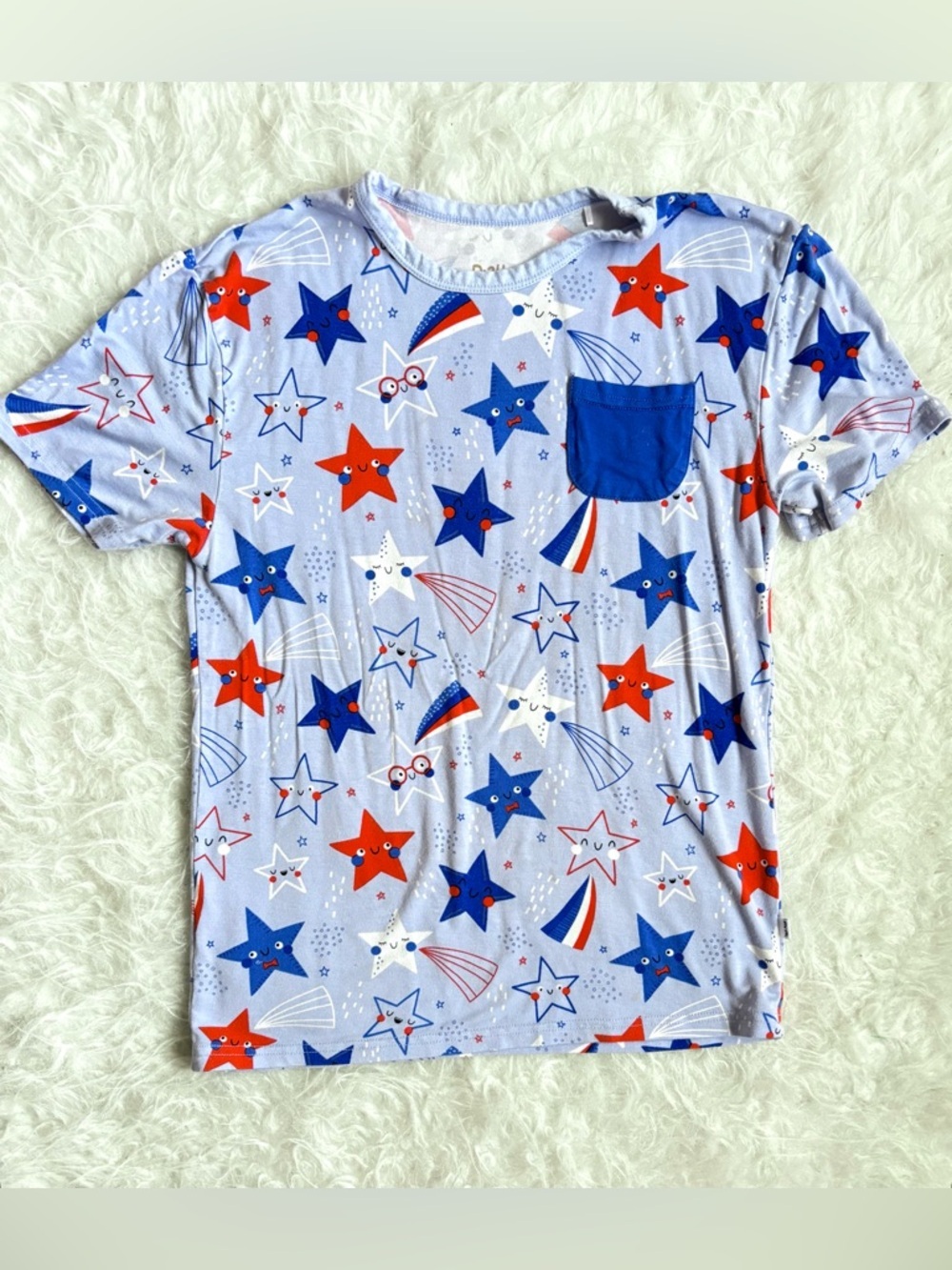 Little Sleepies Boys Bamboo Festive, Patriotic Red, White & Blue Stars AOP Tee